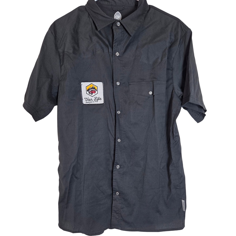 Club Ride Men's M Black Van Life Snap Shirt Cycling MTB Outdoor Short Sleeve